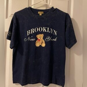 Cult Favorite graphic Tee
Brooklyn New York Teddy Bear shirt 
Acid wash 
Size XS
